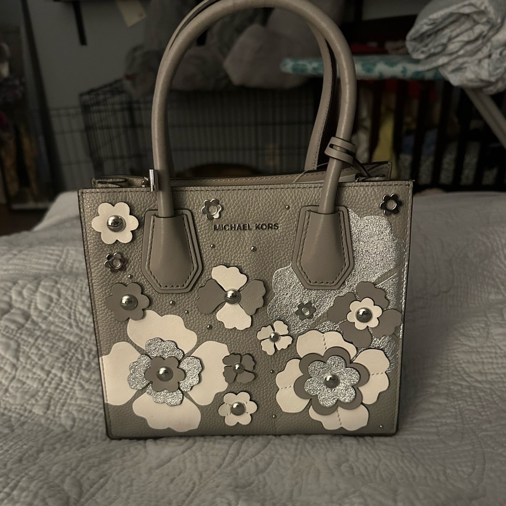 Mercer Floral Embellished Pebbled Leather Crossbody Bag NWT